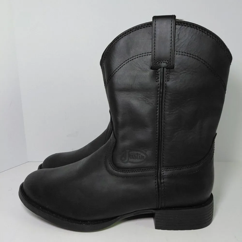 Justin Boots Kilgore Round Toe Roper Black Casual Boots SE7500 Men's Sz 10 Wide
